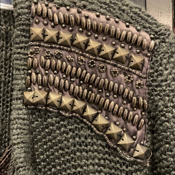 Zip cardigan blue/gray, metallic cami necklace - Picture 3 of 4